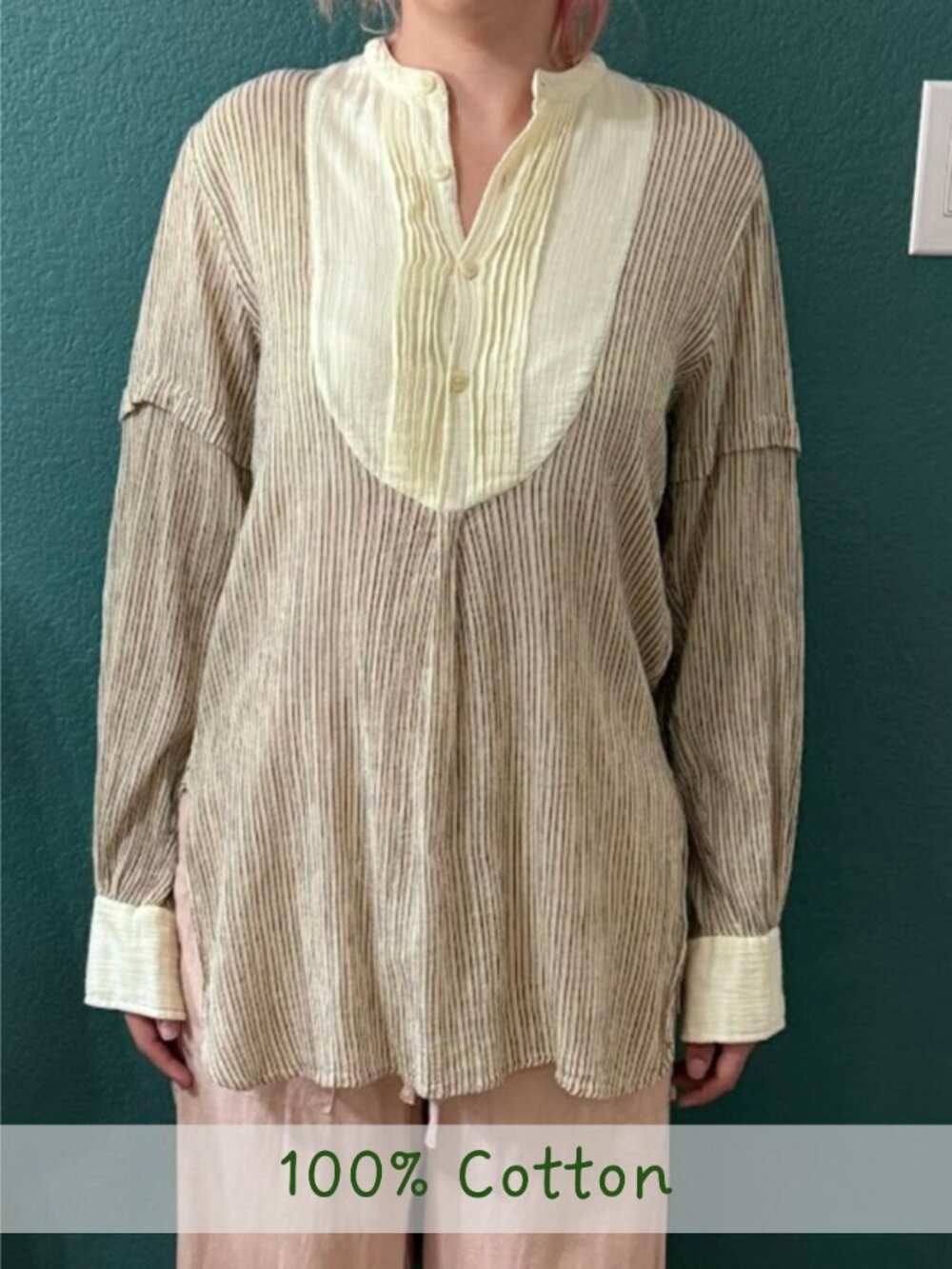 Laurence Bras Rare “Khadi” Designer Nightshirt Inspired Tunic Cotton Blouse - M